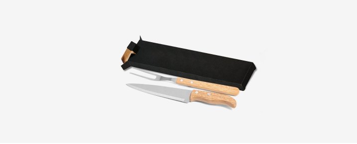 KF-90406 - Conjunto garfo e faca 7" em madeira
